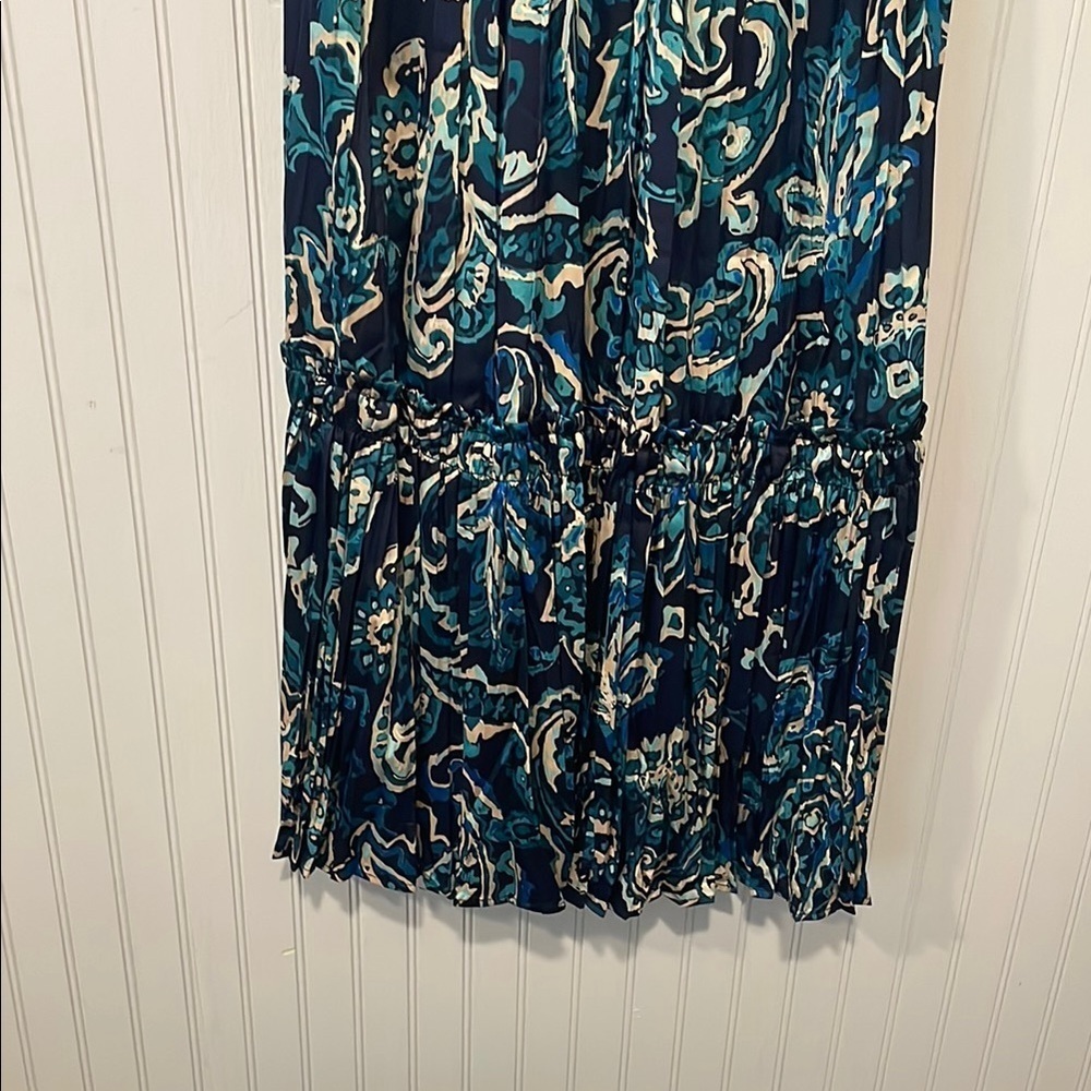 Nicole Miller Blue Paisley Floral Halter Midi Sundress | LARGE NWT - Picture 7 of 16